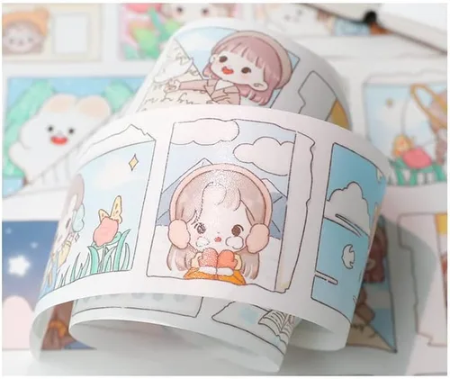 Vista 4 de Juego de cintas kawaii washi, lindas calcomanías decorativas de estilo japonés para diario, álbumes de recortes, manualidades para niños