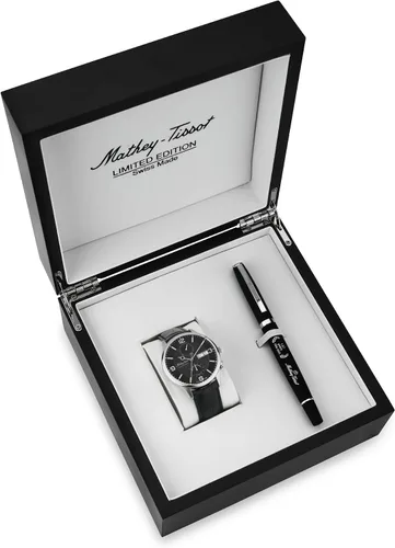 Vista 6 de Mathey-Tissot Edmond Chrono cronógrafo automático con esfera negra reloj para hombre H1886CHATAN, Cronógrafo