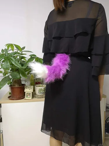 Vista 8 de BANLAN - Disfraz de cola de gato o zorro de pelo sintético para niñosadultos, cosplay, Halloween, Navidad, fiesta, talla única
