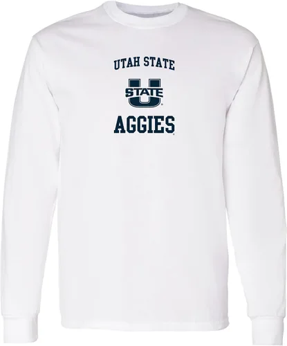 Vista 87 de NCAA oficial de College – University Team Color Arco Logo Manga Larga