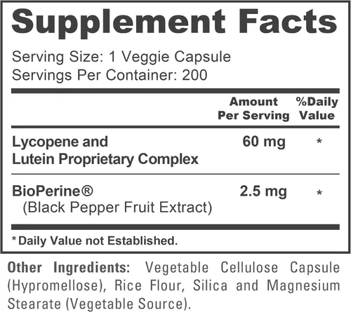 Vista 4 de Complejo de licopeno y luteína, sin OMG, 60 mg, 200 cápsulas vegetales