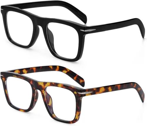 Vista 18 de Gafas de bloqueo de luz azul de moda con marco cuadrado para hombres y mujeres, gafas de computadora sin receta, 01 Negro