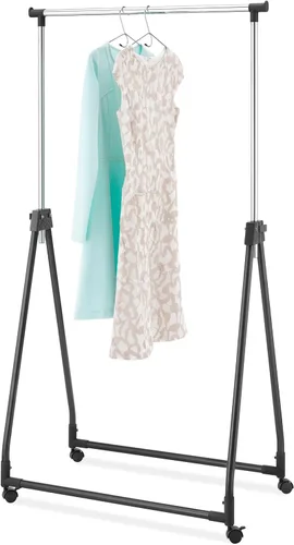 Vista 3 de Whitmor Perchero plegable para ropa - Colgador de ropa con ruedas - Altura ajustable - Negro