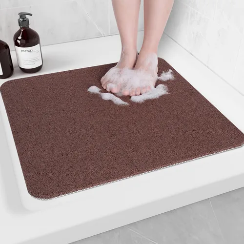 Vista 45 de Hargiis - Tapete antideslizante de secado rápido para tina y ducha, tapete exfoliante para pies, para baño, cocina u hotel, beige, 24 x 16 pulgadas