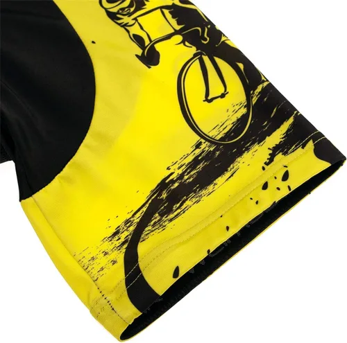Vista 6 de Maillot de ciclismo de manga corta para hombre, transpirable, color negro