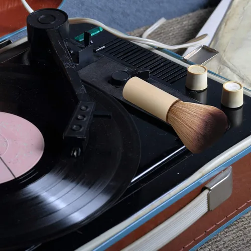 Vista 5 de Patelai Cepillo limpiador de discos de vinilo, plato giratorio, disco de vinilo, limpieza antiestática, cepillo de limpieza de polvo para discos