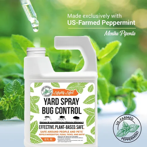 Vista 4 de Mighty Mint Aceite de menta en espray para control de insectos para césped y patio, repelente de plagas natural al aire libre para pulgas