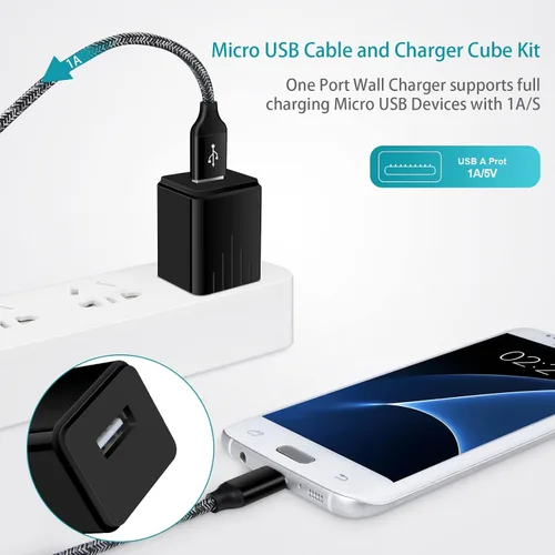 Vista 2 de Micro Cargador Teléfono Cables Android para Samsung Galaxy A9 Star Lite, C8 J8 J7