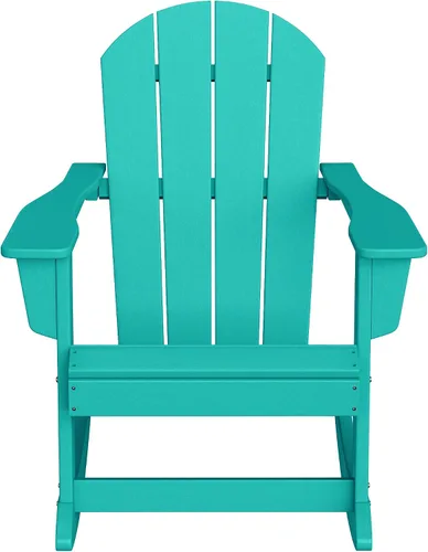 Vista 120 de WestinTrends Silla mecedora Malibu de poliéster para exterior/patio Adirondack, Negra