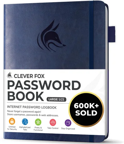 Vista 44 de Clever Fox Libro de contraseñas con pestañas alfabéticas, 4"x5.5" Keeper