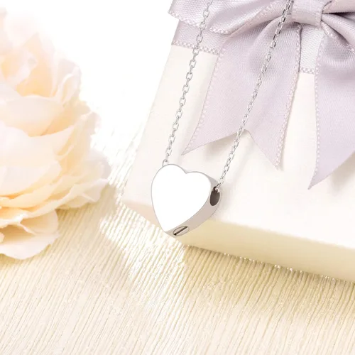 Vista 2 de Collar con urna de corazón de plata de ley 925 para cenizas, joyería conmemorativa de cremación