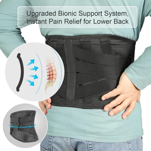 Vista 3 de Soporte calefactable para la espalda baja, para hombres y mujeres, cinturón de soporte superior para alivio de ciática, hernia de disco