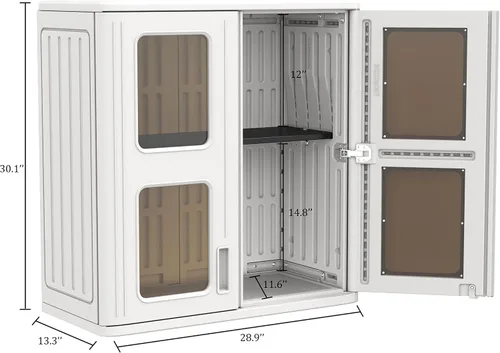 Vista 6 de Mrosaa Armario de almacenamiento impermeable para interiores y exteriores con estante, 13.3 pulgadas de profundidad x 28.9 pulgadas de ancho x 30.1