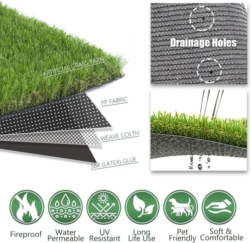 Vista 3 de Petgrow Césped artificial lujoso de césped realista 1 X 10 pies, césped falso sintético para perros de 1.57 pulgadas de altura ultragruesa