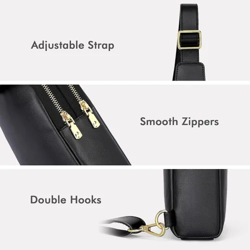 Vista 6 de nuoku Bolso bandolera para mujer - Pequeña cartera RFID y bolsa para teléfono celular