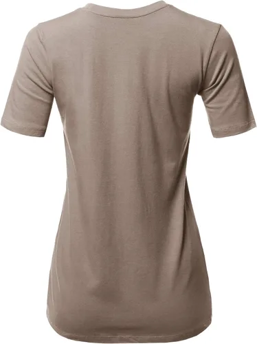 Vista 3 de Women's Basic Solid Premium Cotton Short Sleeve Crew Neck T Shirt Tee Tops