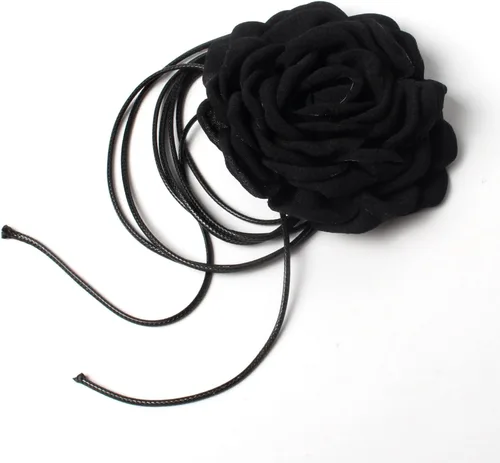 Vista 6 de Gargantilla de flores para mujer, gargantillas de rosas grandes, gargantilla floral para fiestas, novias, bodas, fiestas, collares de verano
