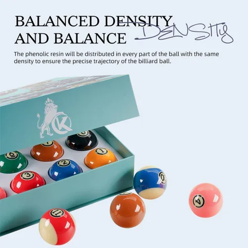 Vista 4 de KONLLEN Juego de bolas de billar de resina fenólica de 2-1/4 pulgadas, tamaño reglamentario, juego de bolas de billar, accesorios para mesa