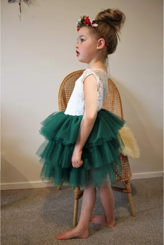 Vista 2 de Topmaker Vestido de niña de flores sin espalda acampanado de encaje