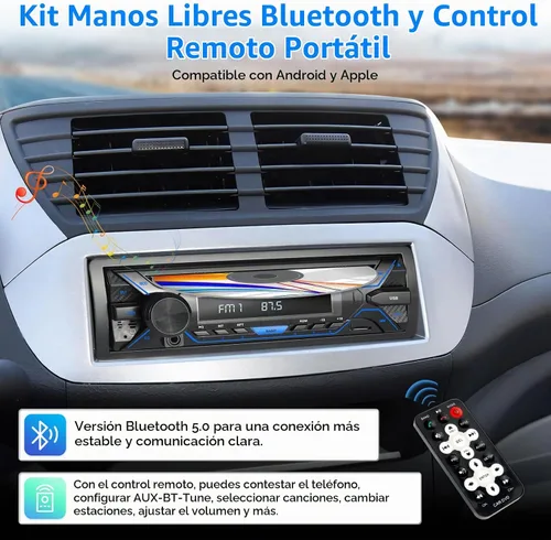 Vista 7 de Estéreo de coche Bluetooth de un solo dinar con reproductor de CD y DVD, radio DIN simple con reproducción de tarjetas Bluetooth AM/FM AUX/USB/SD