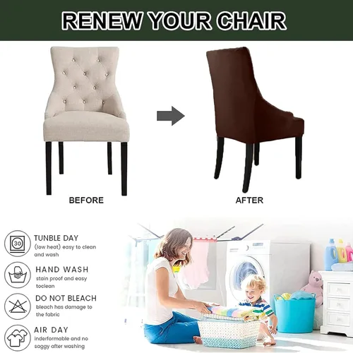 Vista 7 de N/A Funda elástica de terciopelo para silla con respaldo de ala, sin brazos, reutilizable, funda para silla lateral con respaldo de ala, fundas