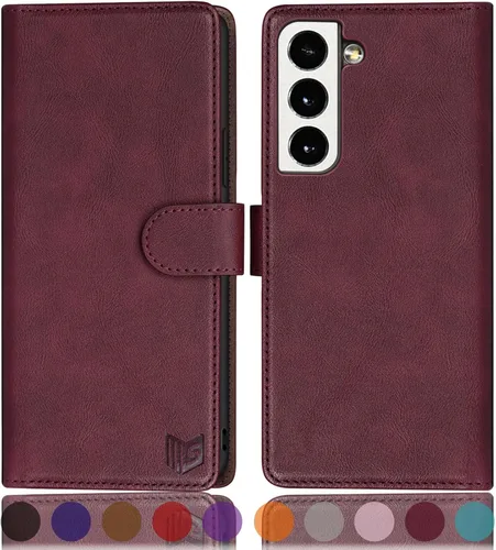 Vista 11 de SUANPOT Funda de piel tipo cartera para Samsung Galaxy S22 con bloqueo RFID, tarjetero para tarjetas de crédito, funda para teléfono con tapa a