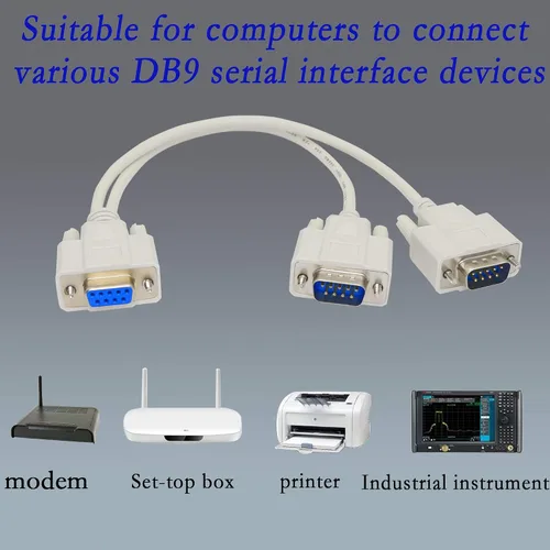 Vista 7 de Cable divisor DB9 Y de 11.8 in DB9 9 Pin 1 hembra ale a 2 macho Rs232 Serial Splitter Adaptador recto Cable YOUCHENG para conectar varios