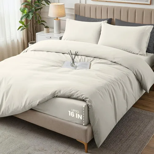 Vista 66 de Utopia Bedding Juego de funda de edredón tamaño individual - 2 piezas con cierre de cremallera - 1 funda de edredón 68X90 pulgadas y 1 funda de Beige