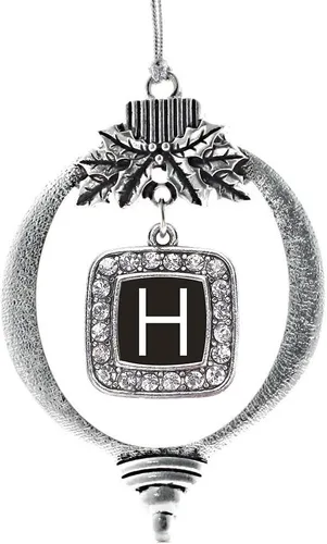 Vista 29 de Inspired Silver - Adorno con dije de reina de rodillo - Adornos navideños cuadrados de plata con joyas de circonita cúbica