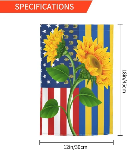 Vista 3 de Bandera de amor por Ucrania Bandera de girasol patriótica de jardín americano de 12x18 pulgadas a prueba de decoloración Bandera de jardín
