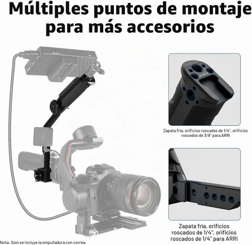 Vista 4 de NEEWER Mango de agarre de correa ajustable compatible con DJI Ronin RS4 RS3 Mini RS 3 Pro RS 2 RSC 2 estabilizador de cardán para disparos de ángulo