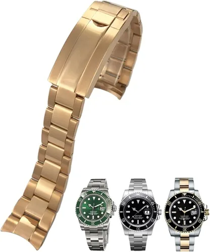 Vista 7 de Wscebck Correa de reloj de acero inoxidable 316L de alta calidad de 0.787 pulgadas, con extremo curvado, ajuste para Rolex Submariner, correa