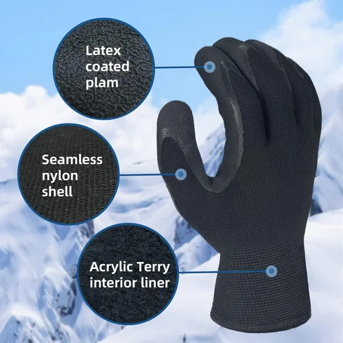 Vista 2 de Evridwear - 3 pares de guantes de trabajo para congelador de invierno con revestimiento de látex forro cálido y aislante guantes para clima frío