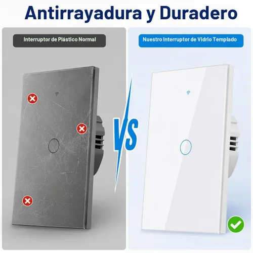 Vista 5 de Interruptor de luz táctil de pared inteligente WiFi de 2.4 GHz