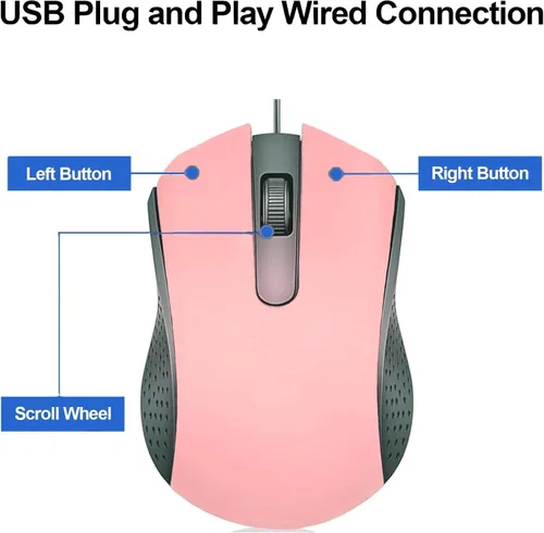 Vista 2 de Guiheng Paquete de 2 ratones ergonómicos con cable para computadora, USB para mano derecha o izquierda, clics duraderos para PC, laptop, computadora