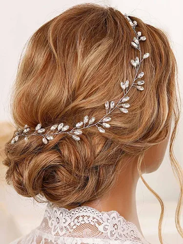 Vista 3 de JAKAWIN Novia Rhinestone boda pelo vid cristal pieza de pelo nupcial accesorio para el cabello para mujeres y niñas HV190