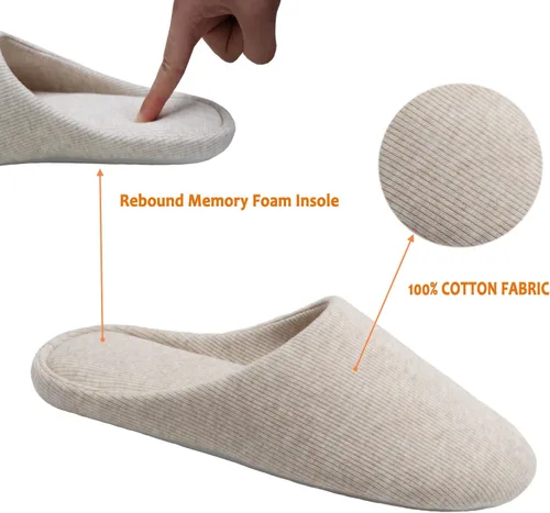 Vista 3 de ofoot Pantuflas de algodón lavables de espuma viscoelástica para mujer, para interiores, para dormir, para dormitorio, suela de goma antideslizante