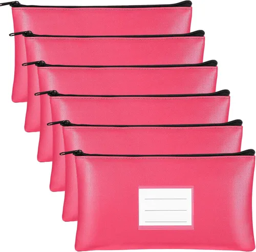 Vista 10 de Paterr 6 bolsas de dinero con cremallera, de piel sintética, bolsa de seguridad para dinero, soporte para recibos, cartera con etiqueta para dinero