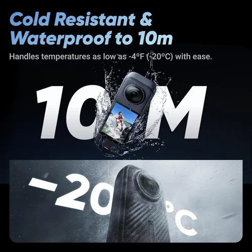 Vista 3 de Insta360 Cámara de acción impermeable X4-8K 360, video gran angular 4K, efecto selfie stick invisible, protectores de lente extraíbles, duración