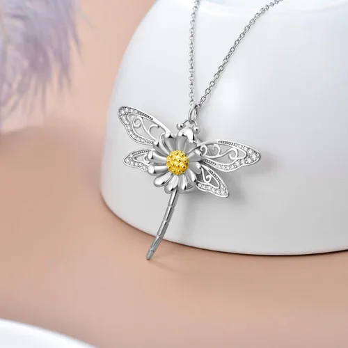 Vista 2 de Collar con medallón con diseño de libélula de abeja y búho de mariposa para cualquier foto