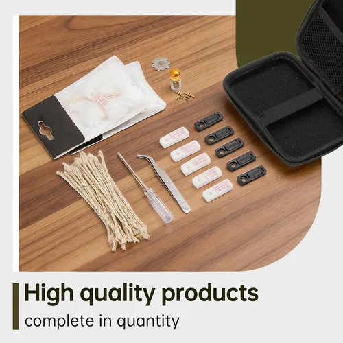 Vista 3 de Kit de reparación compatible con Zippo, piezas de repuesto incluye algodón, pedernal, mecha, almohadilla, herramienta compatible con accesorios Zippo