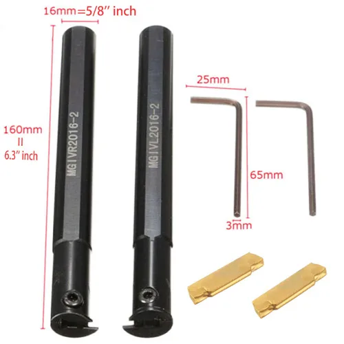 Vista 6 de 2PCS 5/8" MGIVR2016-2 MGIVL2016-2 Torno Barra de mandrinar ranurado Cut-Off Tool Holder con 2PCS MGMN200-G NC3020 Inserto