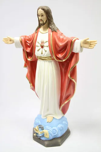 Vista 9 de Figura de escultura de estatua italiana de 24 pulgadas, bendición del corazón sagrado de Jesucristo, hecha en Italia