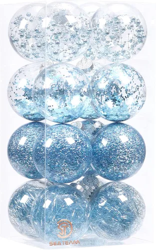 Vista 20 de Sea Team Juego de bolas de Navidad de plástico transparente, inastillables, varios tamaños, bolas decorativas de Navidad con decoraciones delicadas