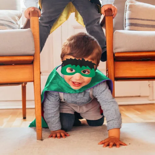 Vista 44 de Capa de disfraz para niños, capa de superhéroe con máscara y cintura, disfraces de Halloween y disfraces de fiesta