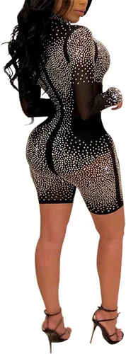 Vista 2 de Adogirl Enterizo sexy de lentejuelas con diamantes de imitación para mujer