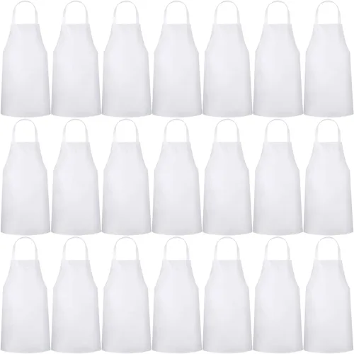 Vista 10 de Paquete de 24 delantales con peto, delantales unisex, sin bolsillo, lavables a máquina, delantales lisos para mujeres, hombres, cocineros, cocina