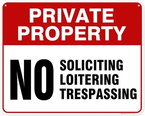 Vista 16 de Señal de propiedad privada No Trespassing No Loitering No Soliciting (7x10)