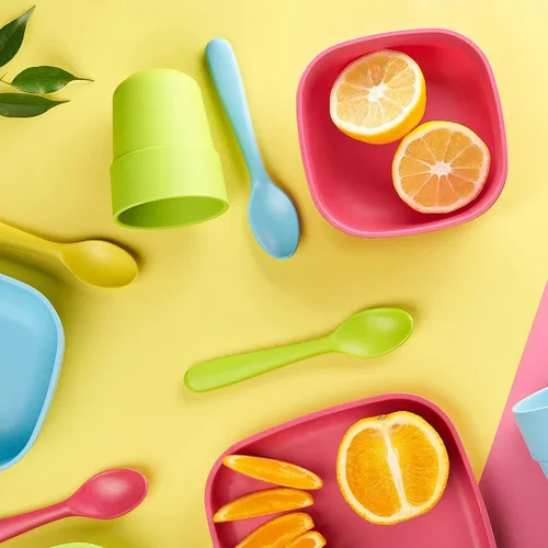 Vista 9 de GET FRESH Bamboo Kids - Juego de 2 platos divididos con 3 compartimentos para comidas infantiles, vajilla reutilizable