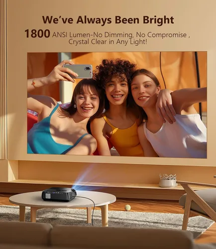 Vista 2 de Proyector inteligente 4K con WiFi y Bluetooth, 1800 ANSI de uso diurno, Android 11.0, altavoz de 38 W, arco HDMI2.1, fundición NFC, proyector Ultra